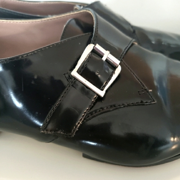 Forever 21 Patent Pointed Retro Shoes Silver Buckle Pointed Toes Comfortable W-9 - Picture 5 of 8